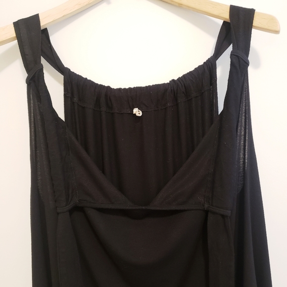 Black Dress with Front Tie Sleeveless Wide Strap Long Top - Picture 5 of 11